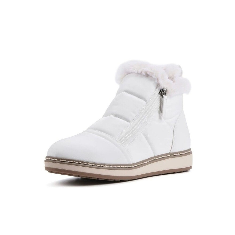 White Mountain Womens 6.5 W White Fabric Taurus Lined Ankle Booties NIB PH8